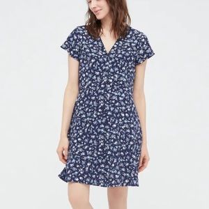 Uniqlo blue floral short sleeve dress